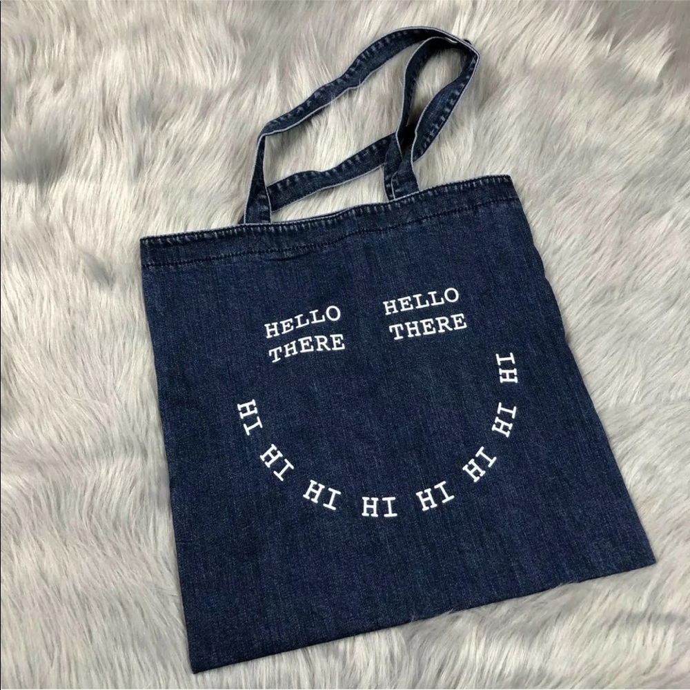 Madewell Denim Hello There Hi Smiley Face Shopping Tote Bag